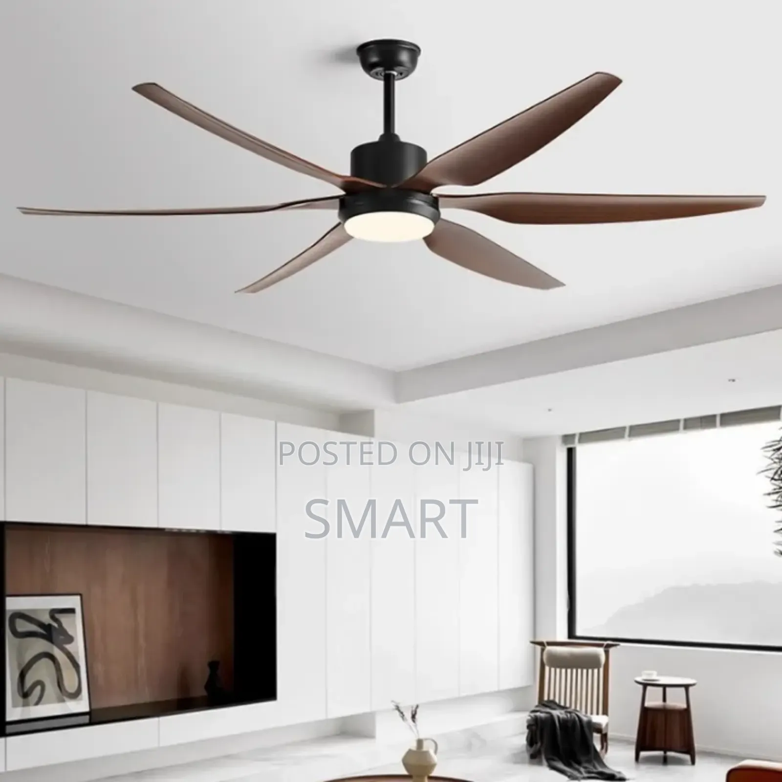 Executive Art Ceiling Fanlight - Black + Dark Wood