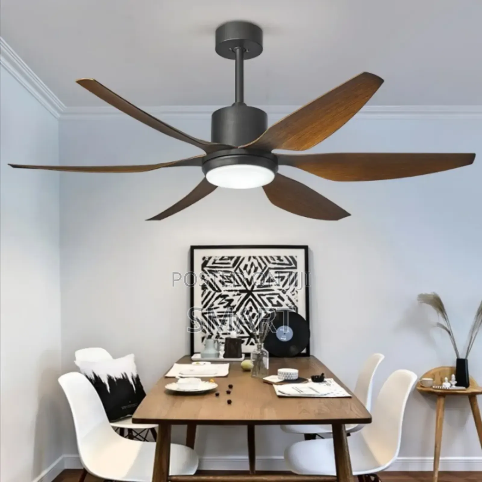 Executive Art Ceiling Fanlight - Black + Dark Wood