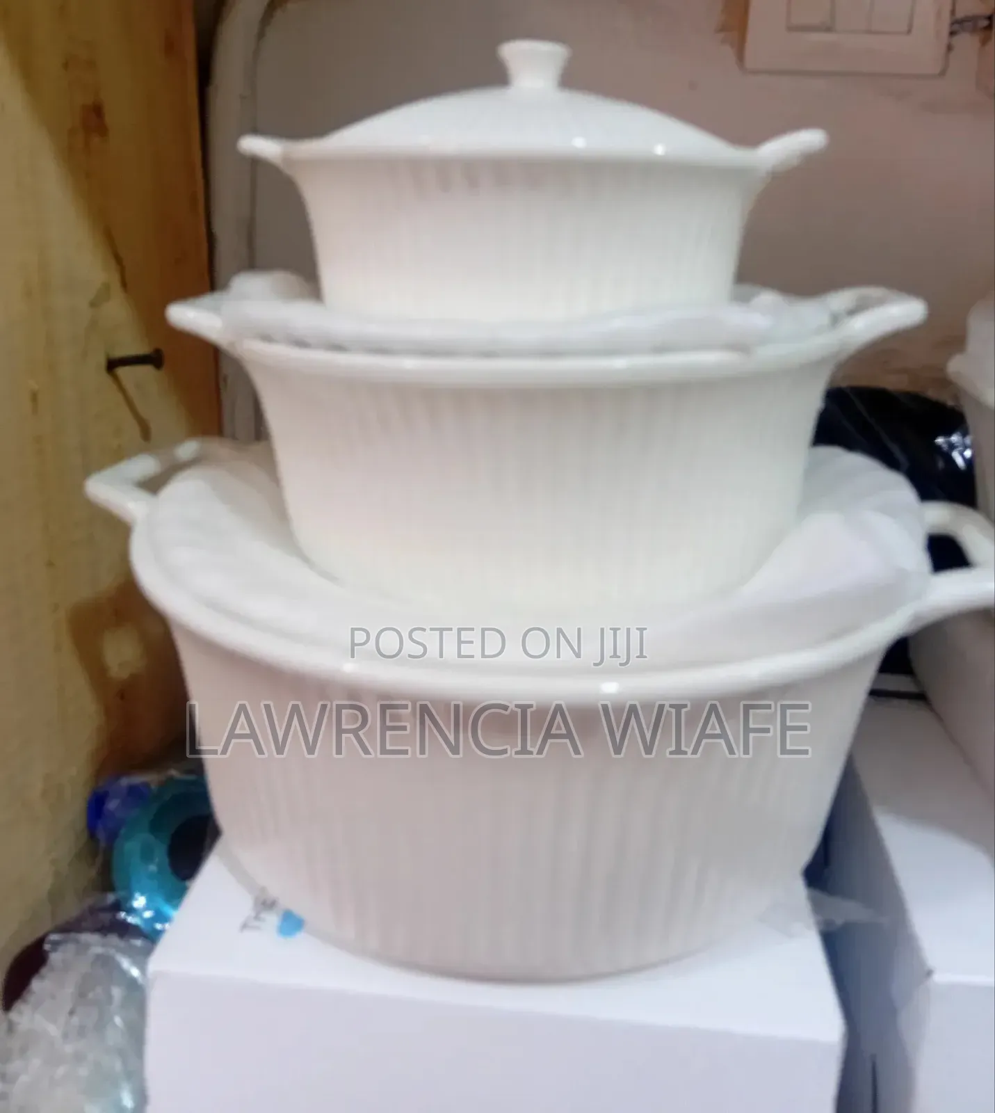 3pcs Ceramic Bowls With Ceramic Lid