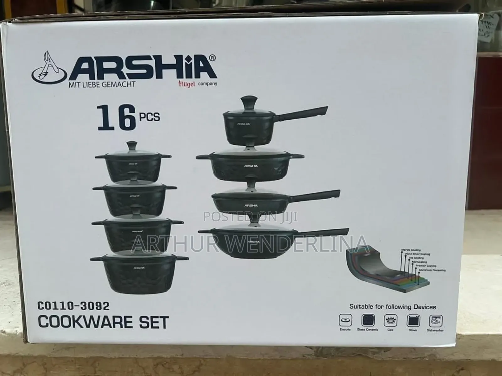 Classic Arshia 8 Set Cooking Ware (16 Pieces)