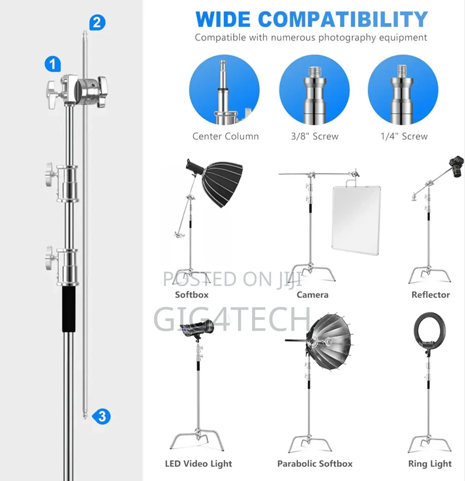C Stand for Studio Light Photography and Videography Accessories 20kg