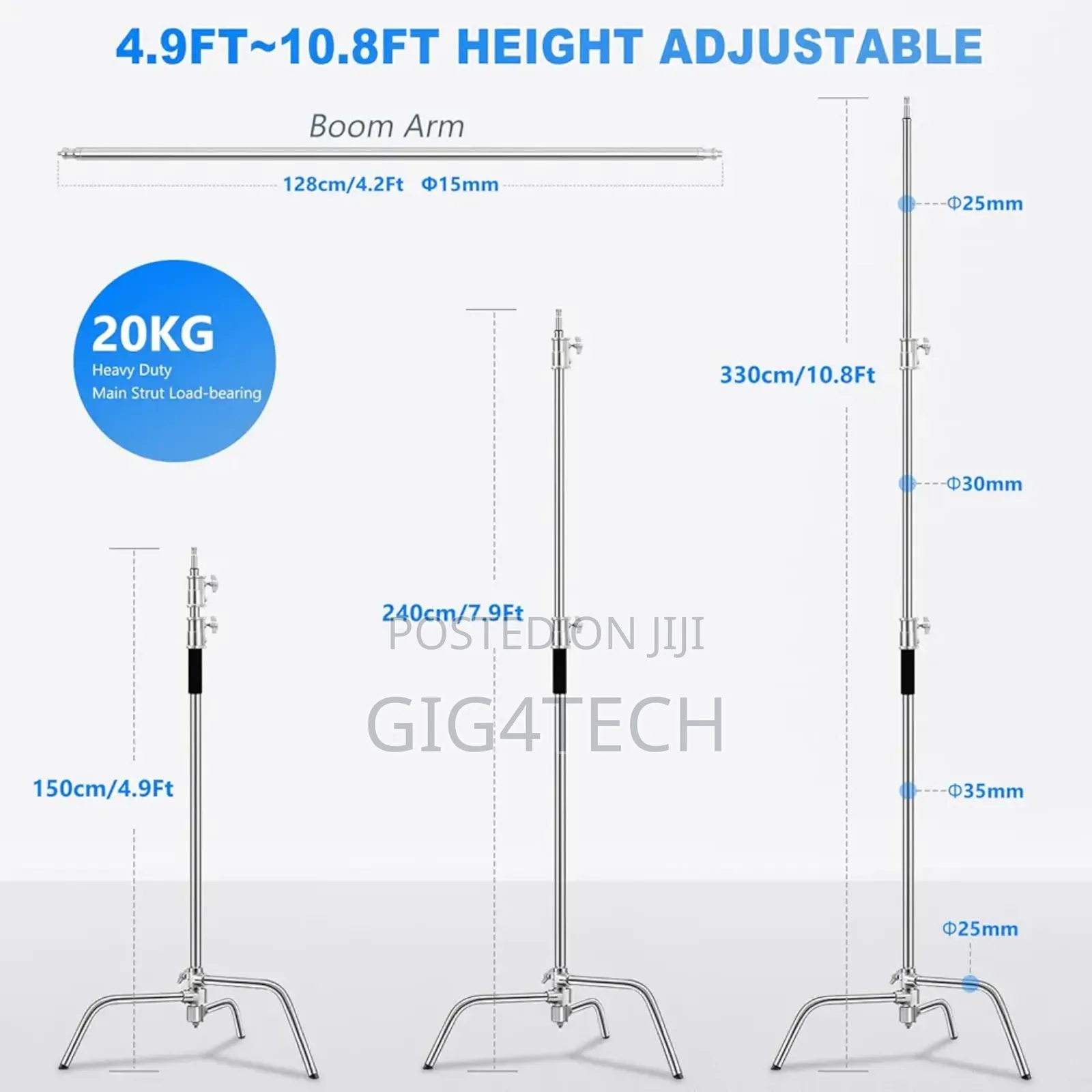C Stand for Studio Light Photography and Videography Accessories 20kg