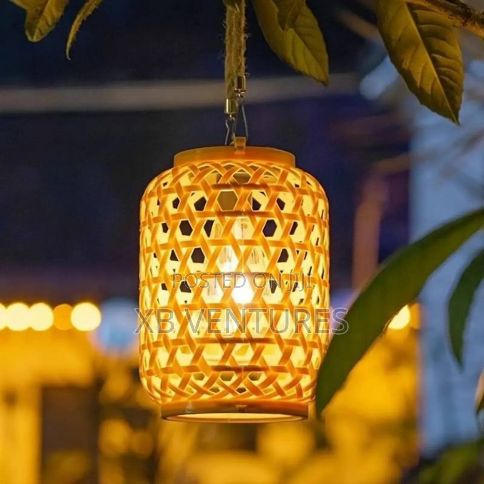 Led Solar Imitation Bamboo Woven Lantern, Garden Decorative Light