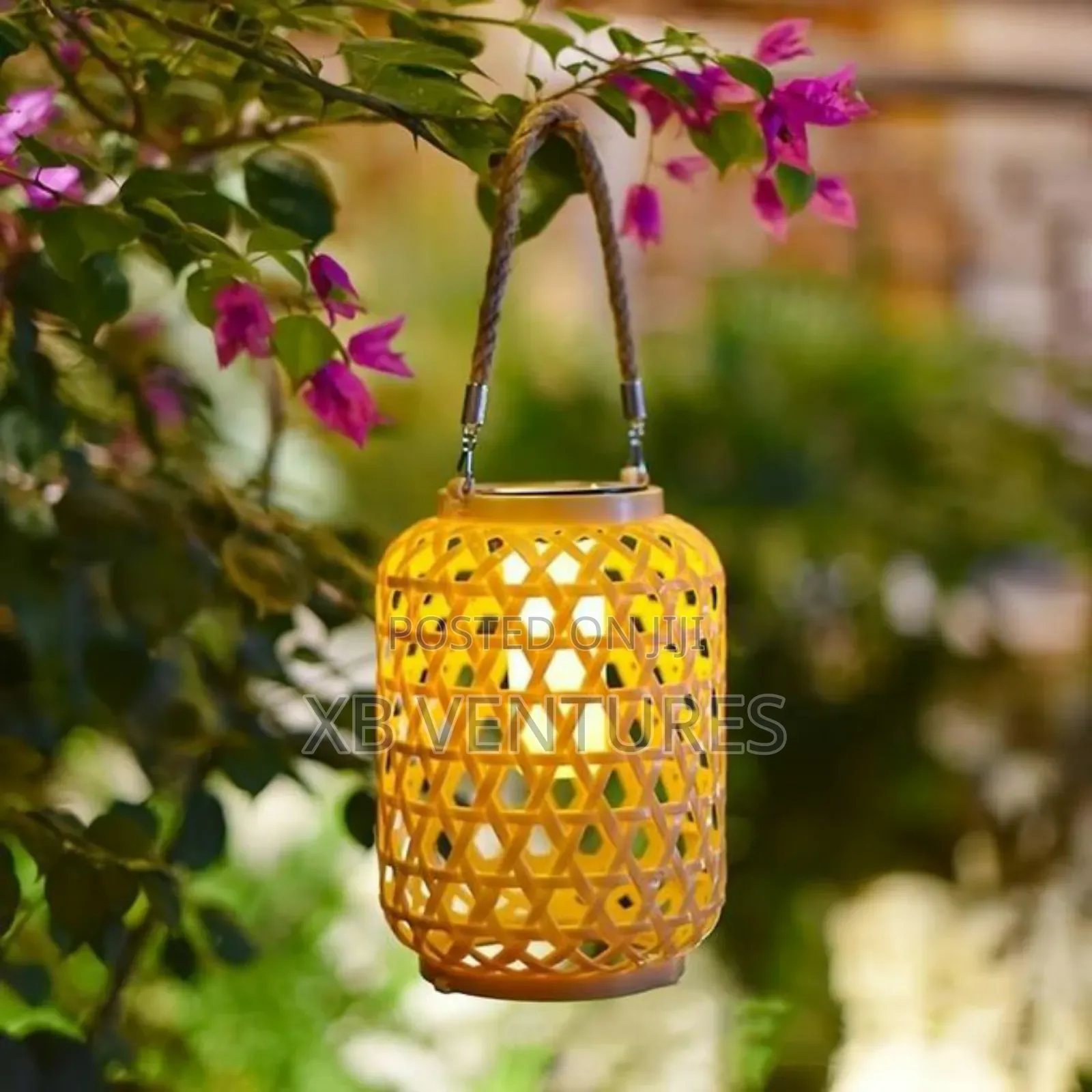 Led Solar Imitation Bamboo Woven Lantern, Garden Decorative Light
