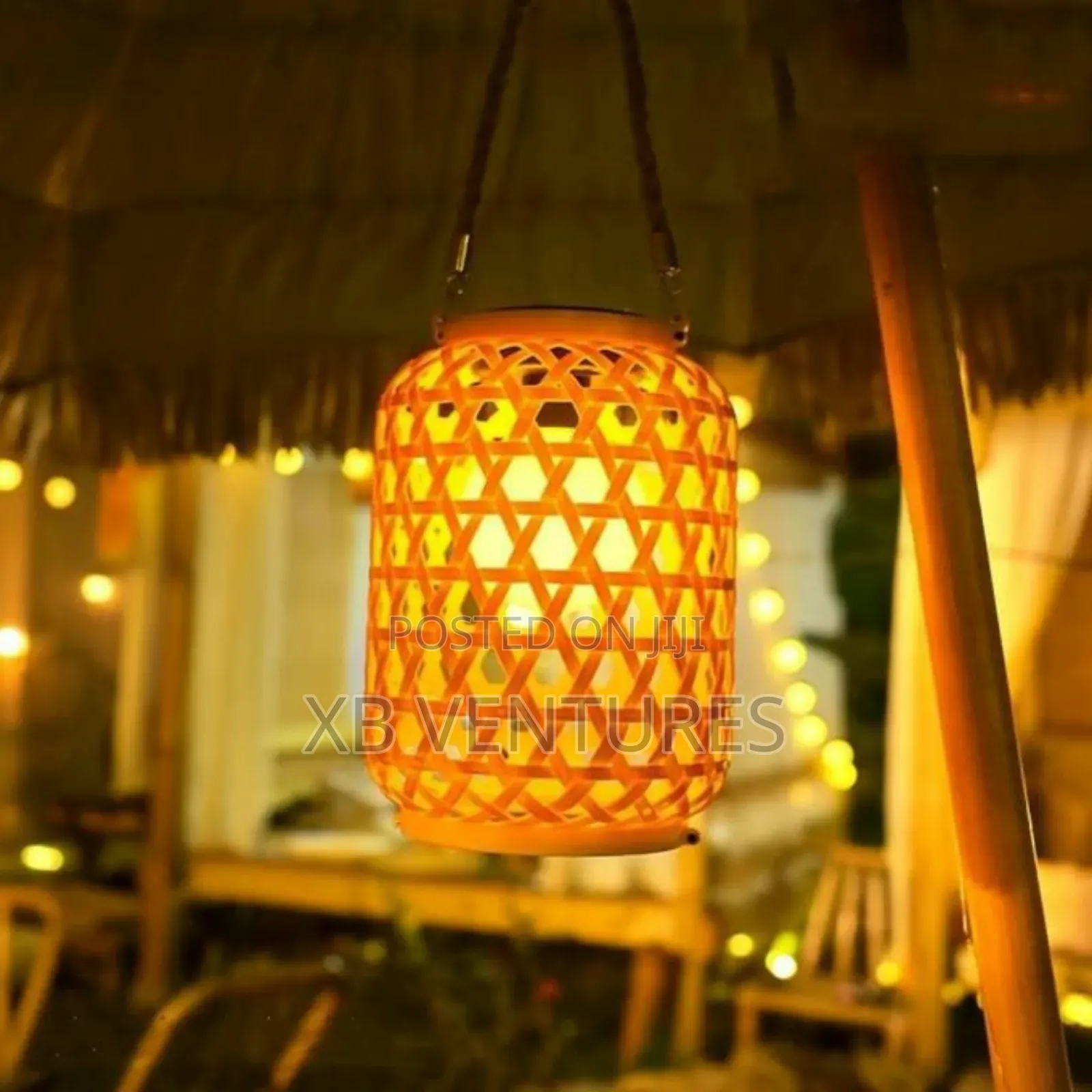 Led Solar Imitation Bamboo Woven Lantern, Garden Decorative Light