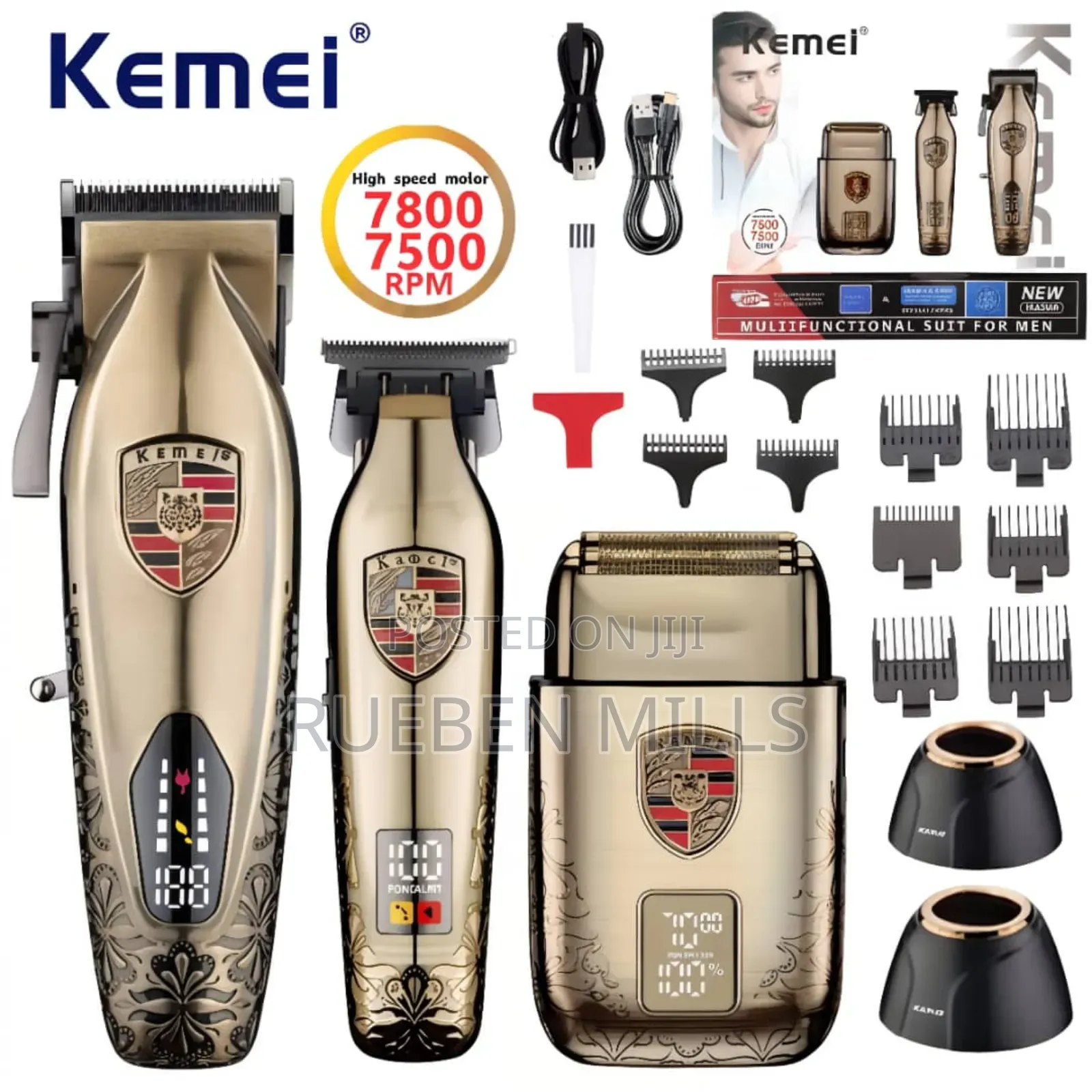 Kemei Km-2360 LCD Hair Clipper Set Full Metal Barbering Machine