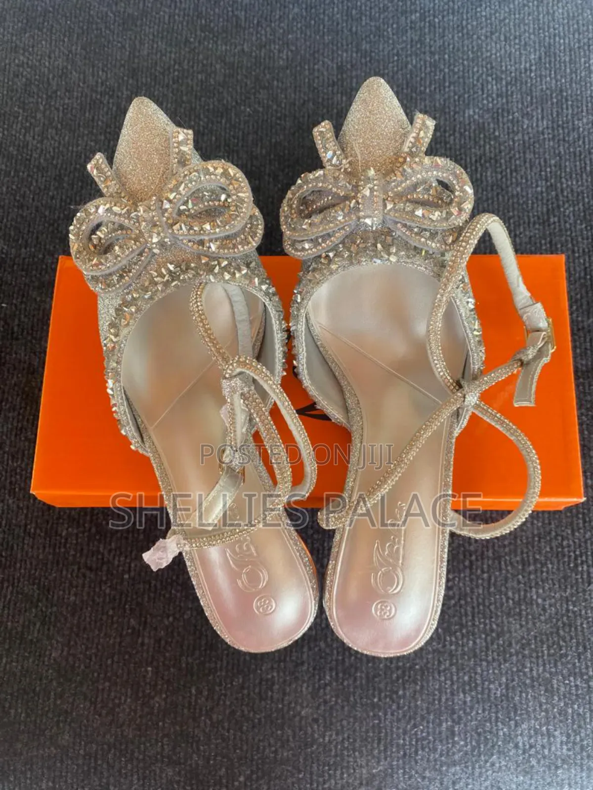 Women's Silver Crystal Heel Sandals. Size 38 Open
