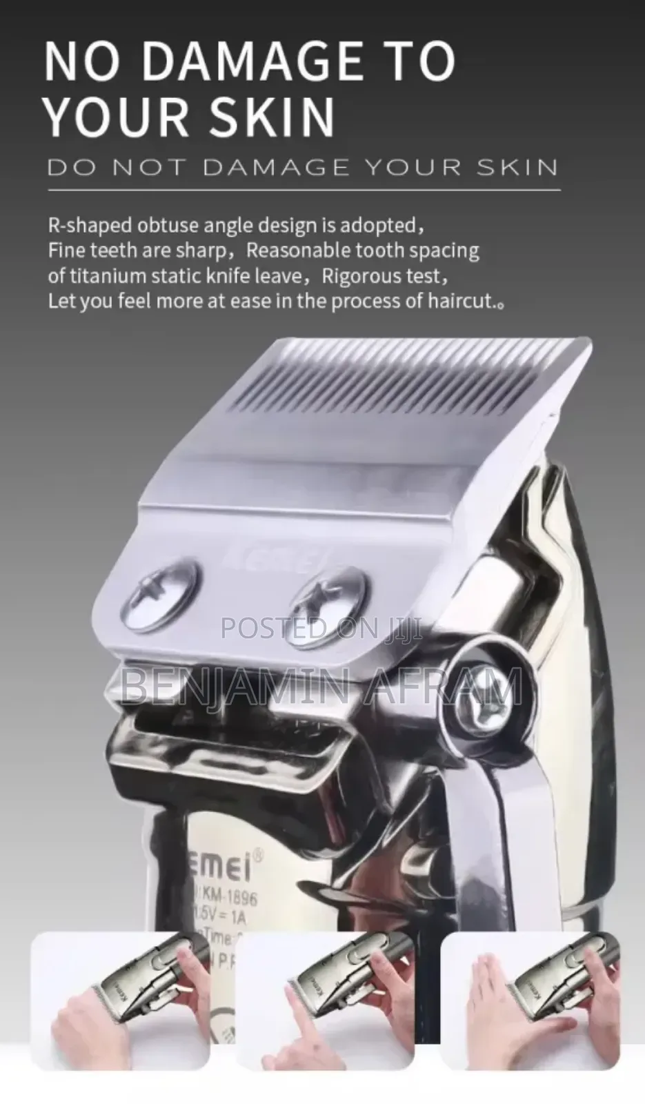 Kemei Rechargeable Cordless Hair Clippers Km-1896