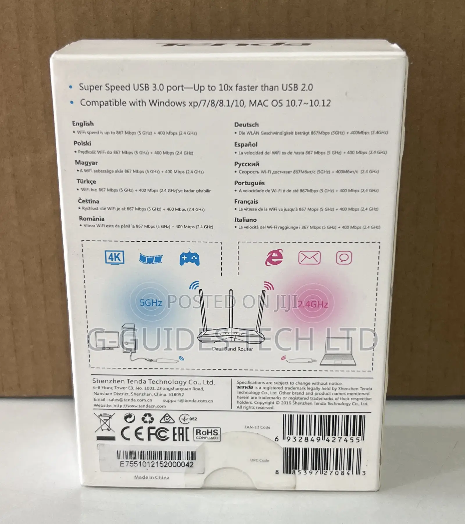 Tenda Ac1300 Usb Wireless Adapter Dual-Band U12