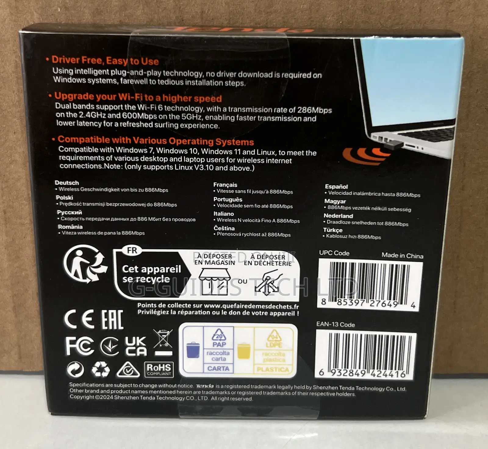 Tenda Ax900 Wi-Fi 6 Usb Wireless Adapter