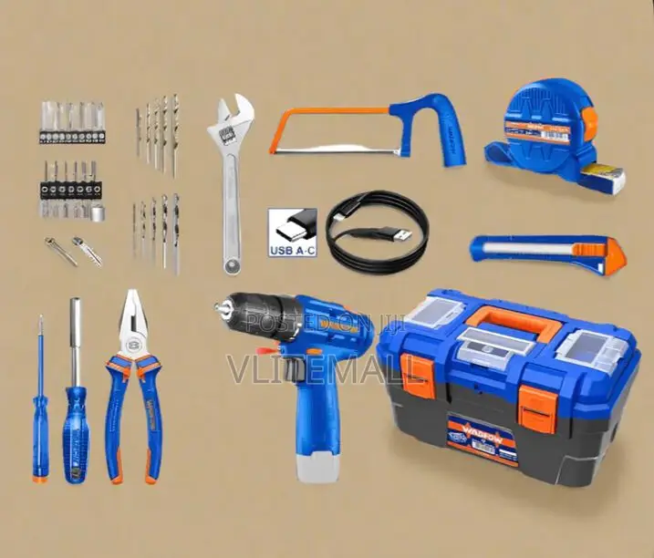 Wadfow 12v 77 Pieces Lithium-Ion Cordless Tools Set - Wdt1b77