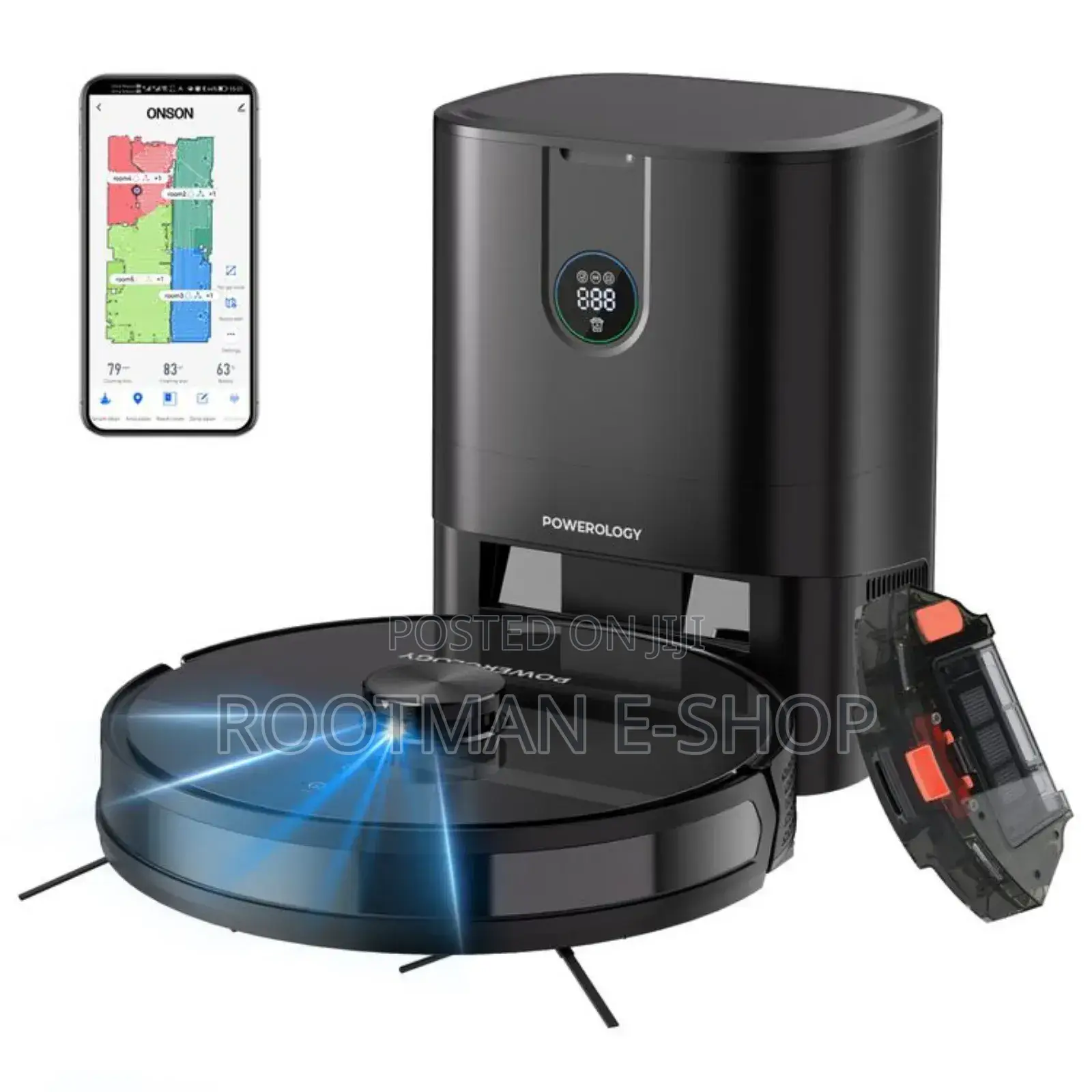 Powerology Smart Station Robot Vacuum Mop, Smart Navigation