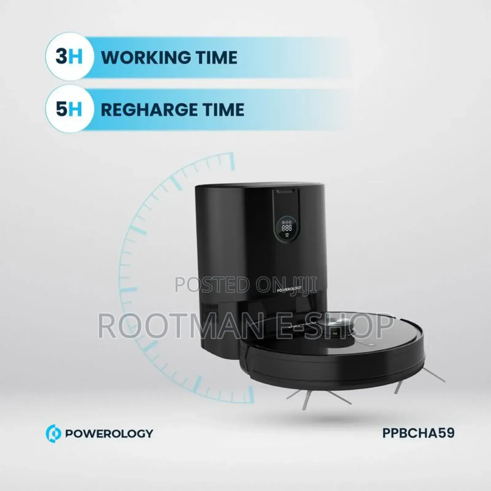 Powerology Smart Station Robot Vacuum Mop, Smart Navigation