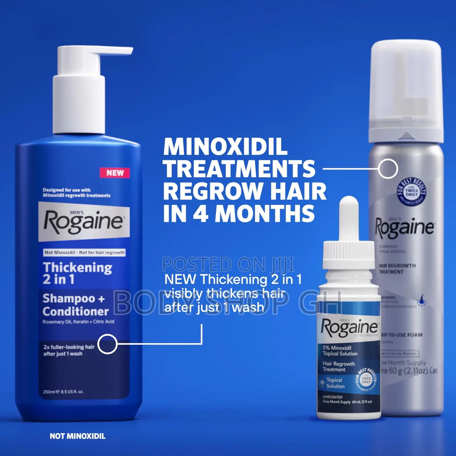 Rogaine Minoxidil Set - Rogaine Oil + Foam + Shampoo With Conditioner