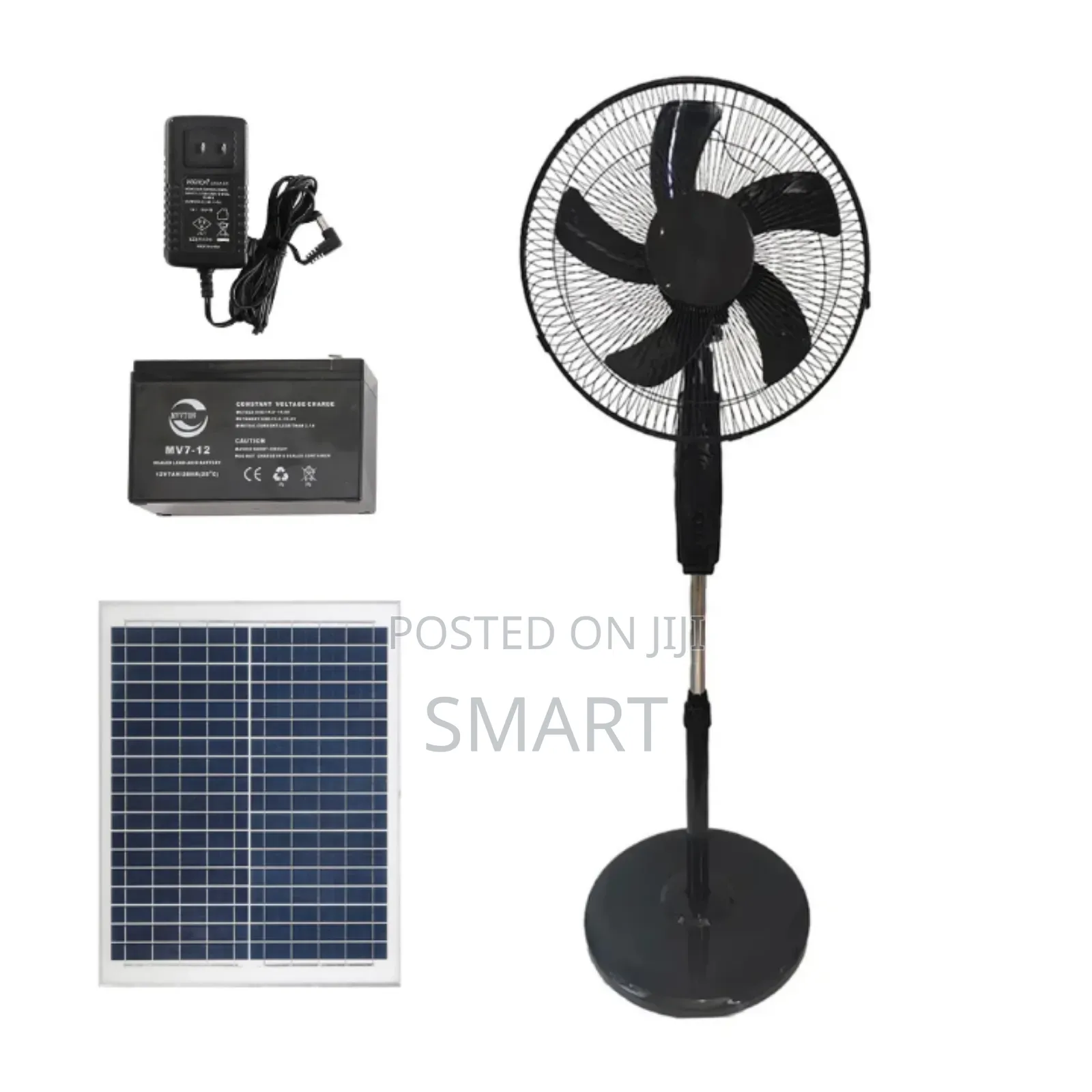 16 Inch Rechargeable Electric Solar Music Fan, Bluetooth and Panel