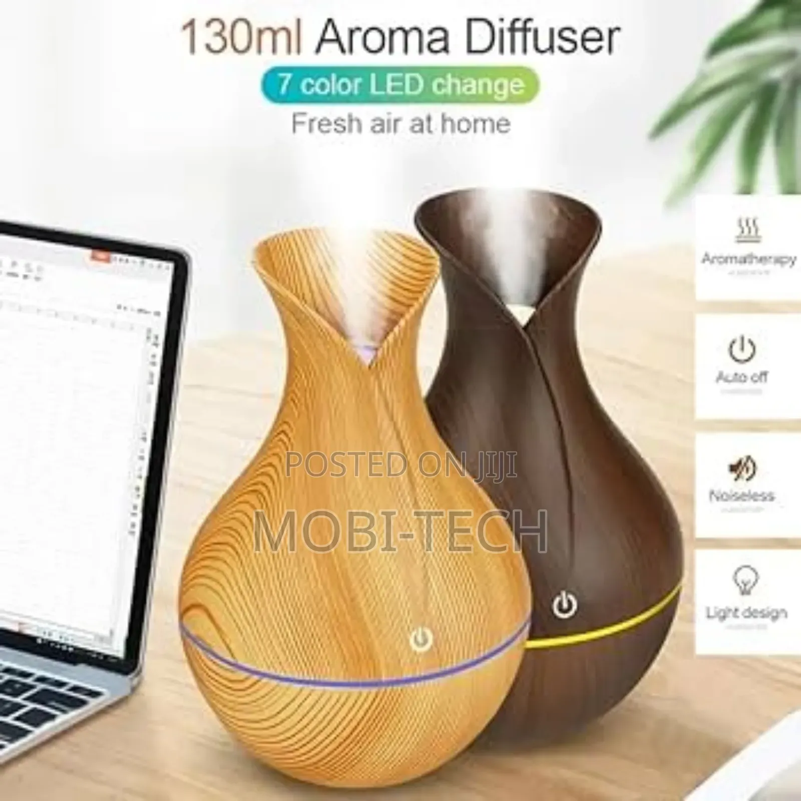 Usb-Powered Wood-Grain Aroma Diffuser and Humidifier