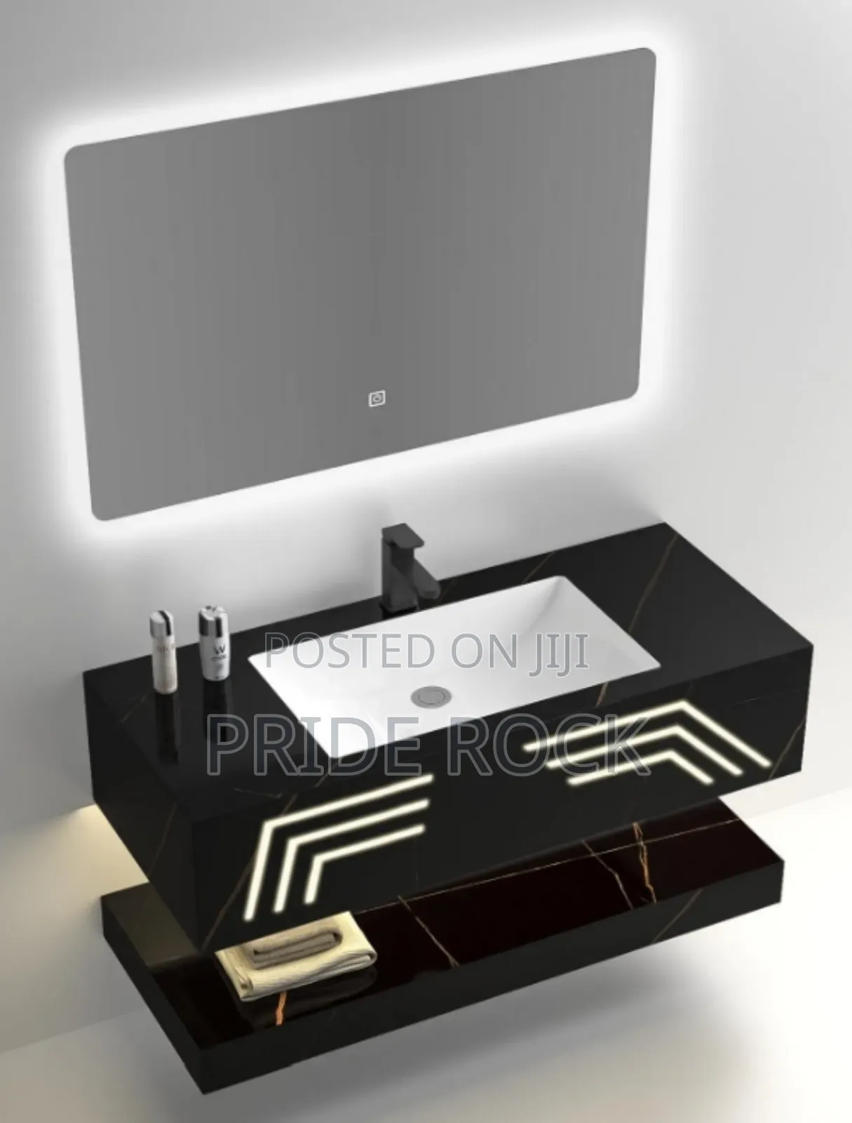 Black Vanity Basin, Cabinet Basin With Led Mirror