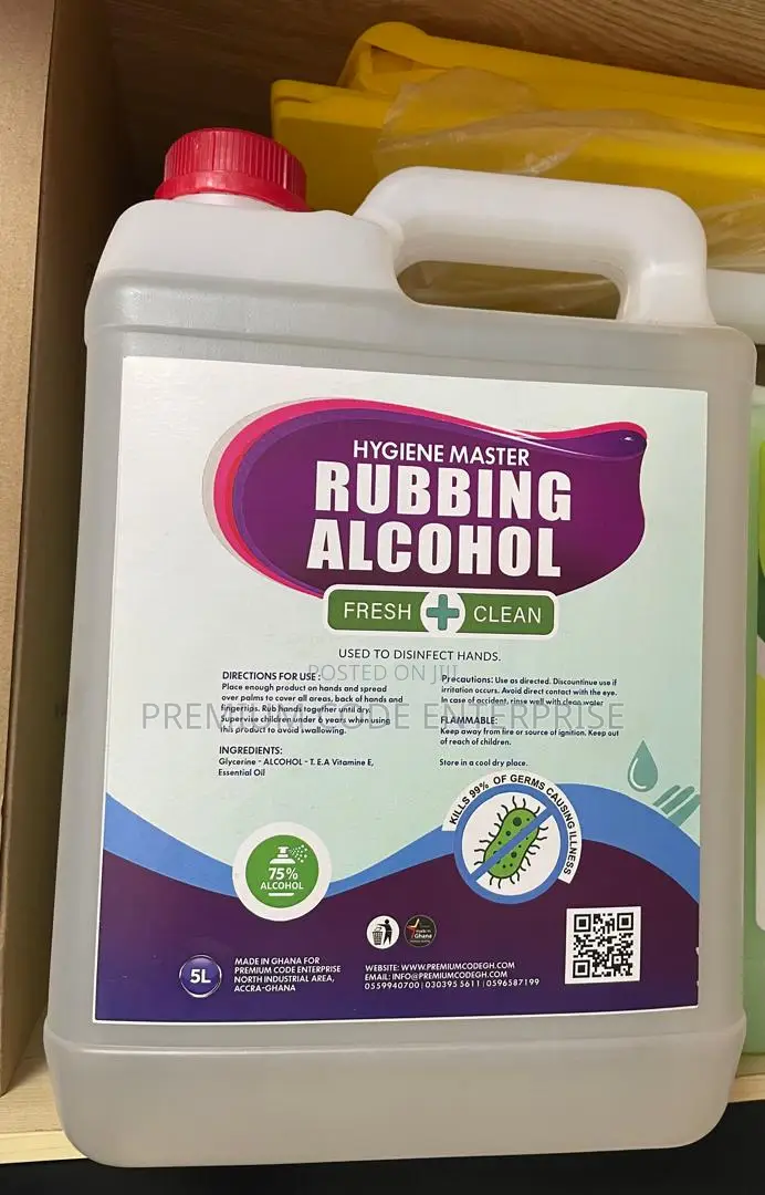 Rubbing Alcohol, 5l - 75% Alcoholhand Sanitizer Disinfectant