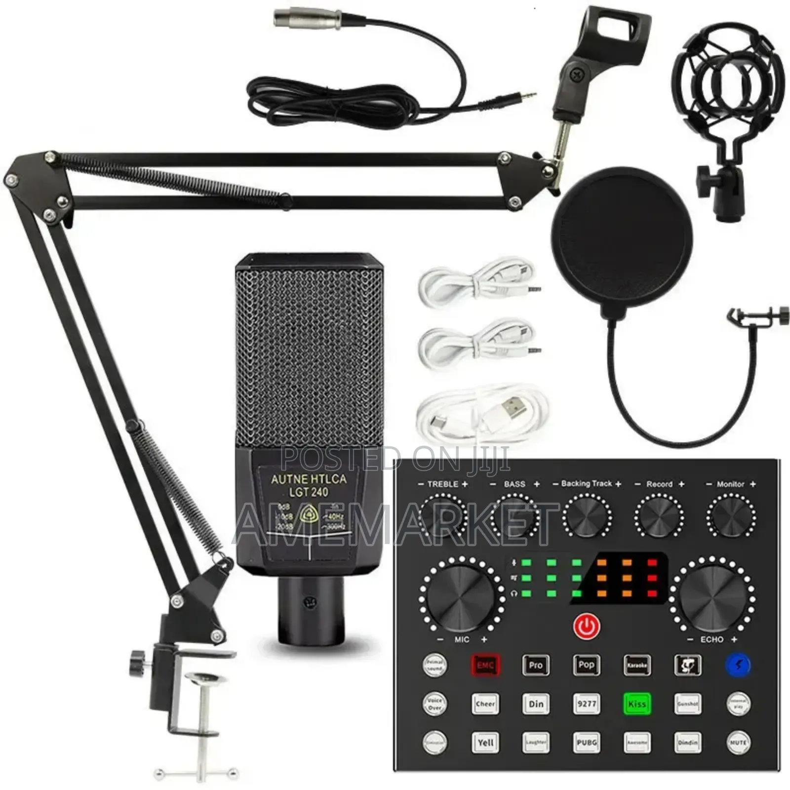 Lgt240 Condenser Microphone With V8s Mixer Sound Card Kit