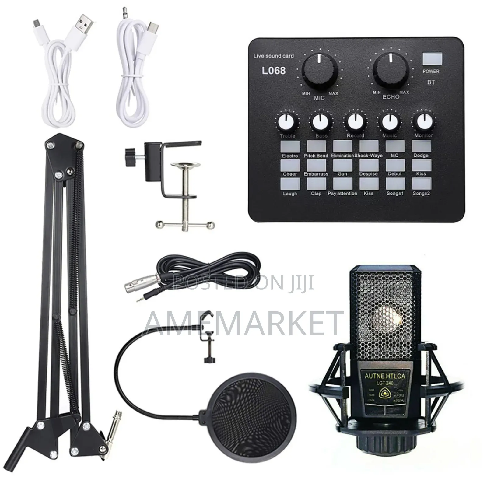 Lgt240 Condenser Microphone With V8s Mixer Sound Card Kit