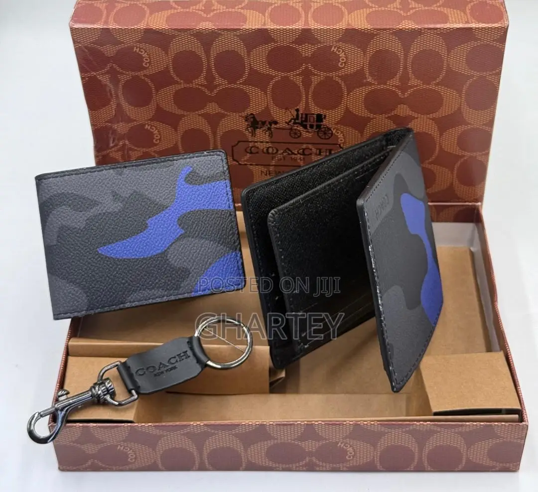 Men’S Black Leather Gift Set – Wallet, Card Case Key Fob