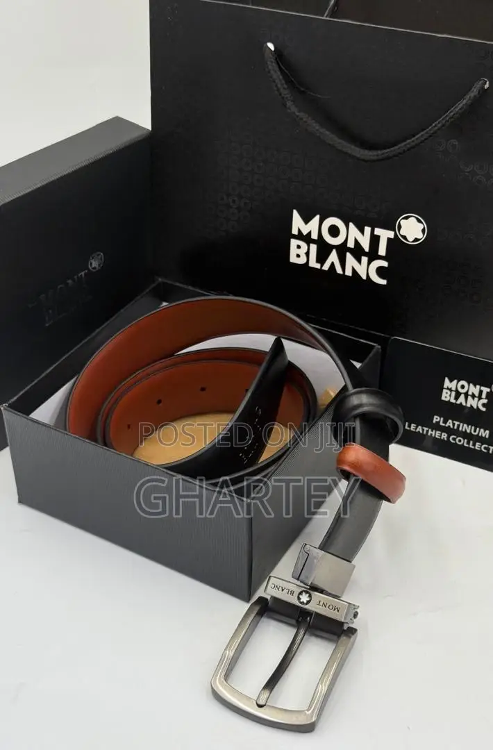 Mont Blanc Pin Buckle Reversible Leather Belt