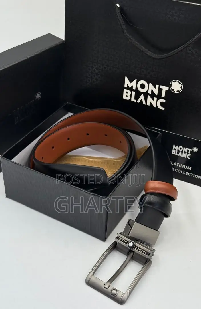 Mont Blanc Pin Buckle Reversible Leather Belt