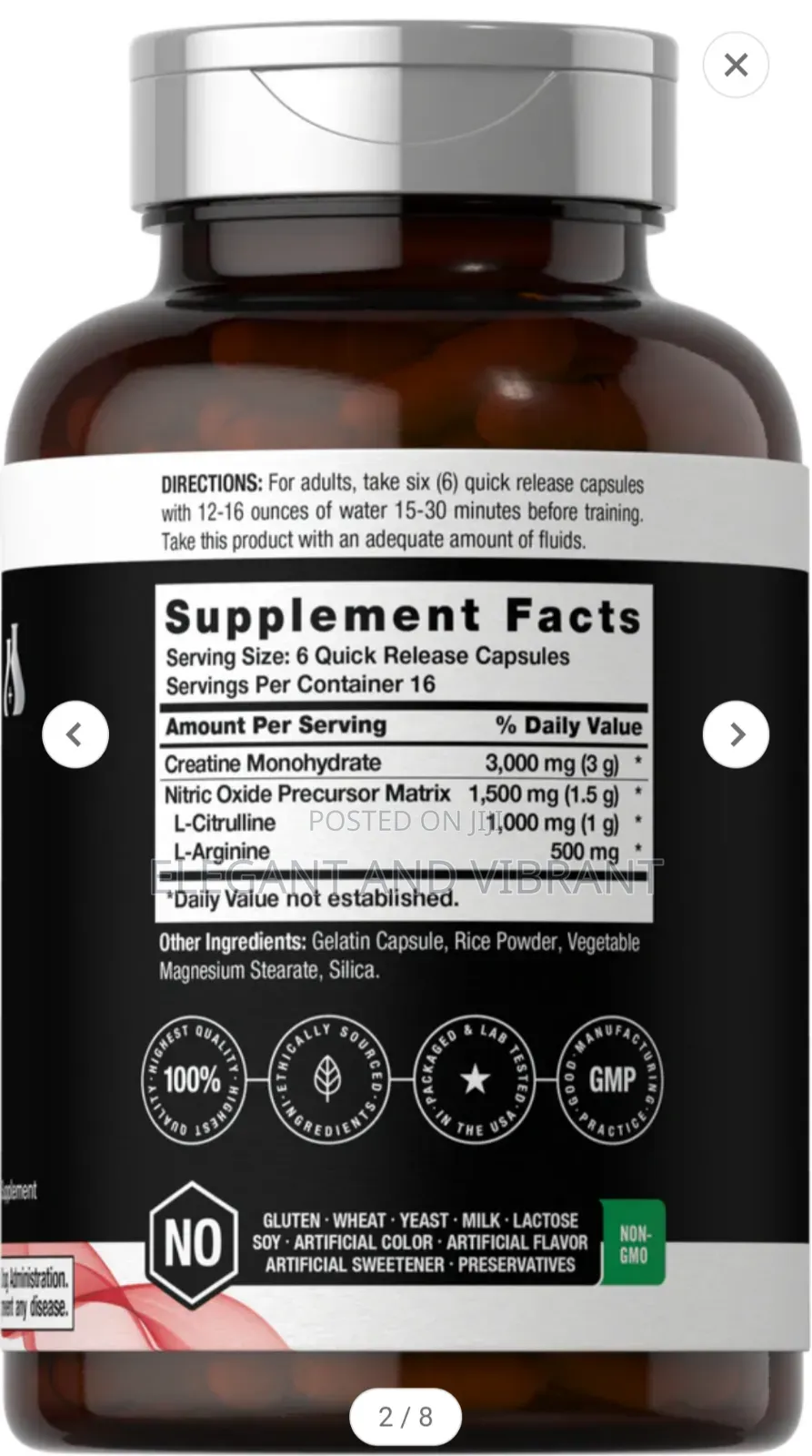 Nitric Oxide With Creatine | 100 Capsules