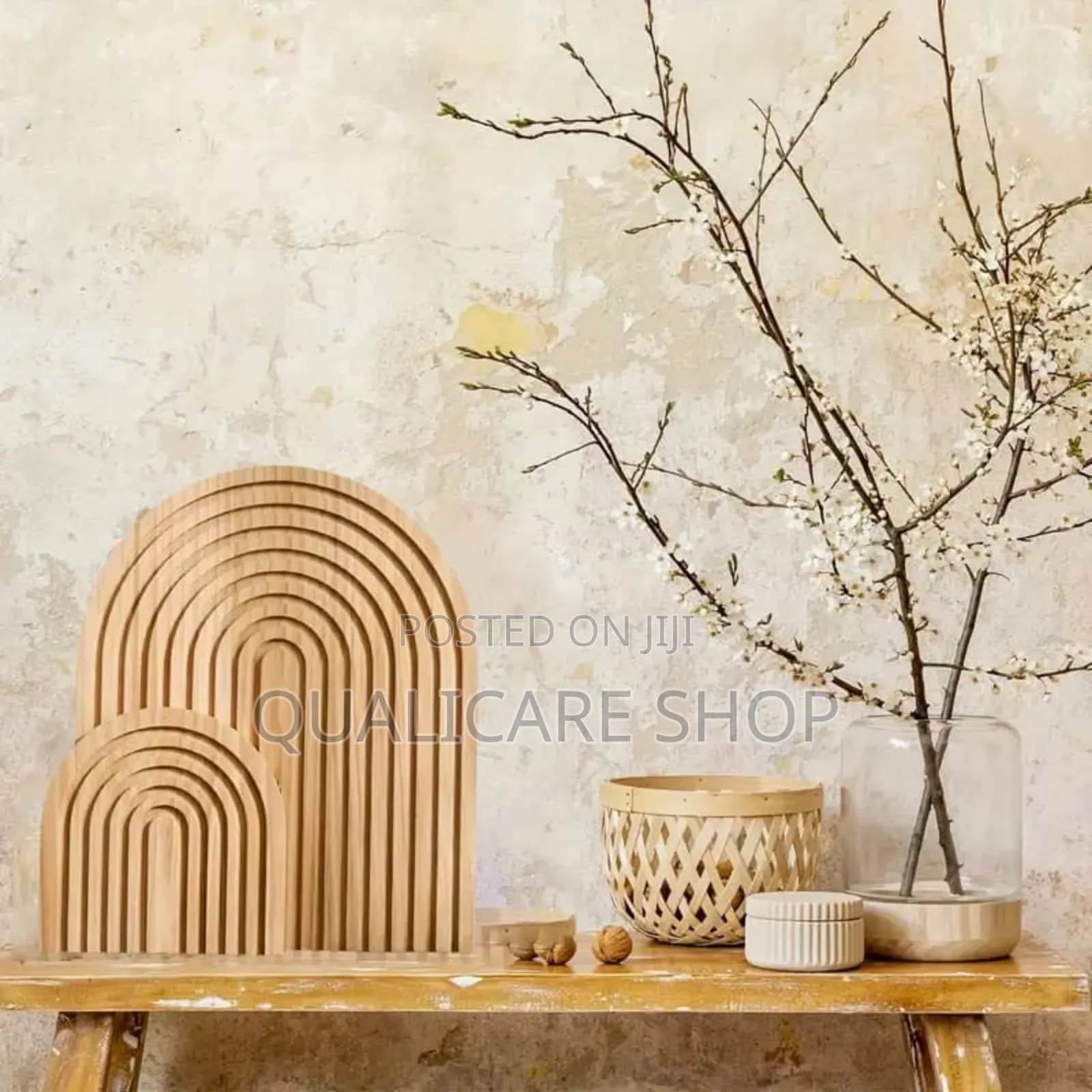 Boho Wooden Rainbow Arch Tray / Decorative Board -1 Large, 1 Small