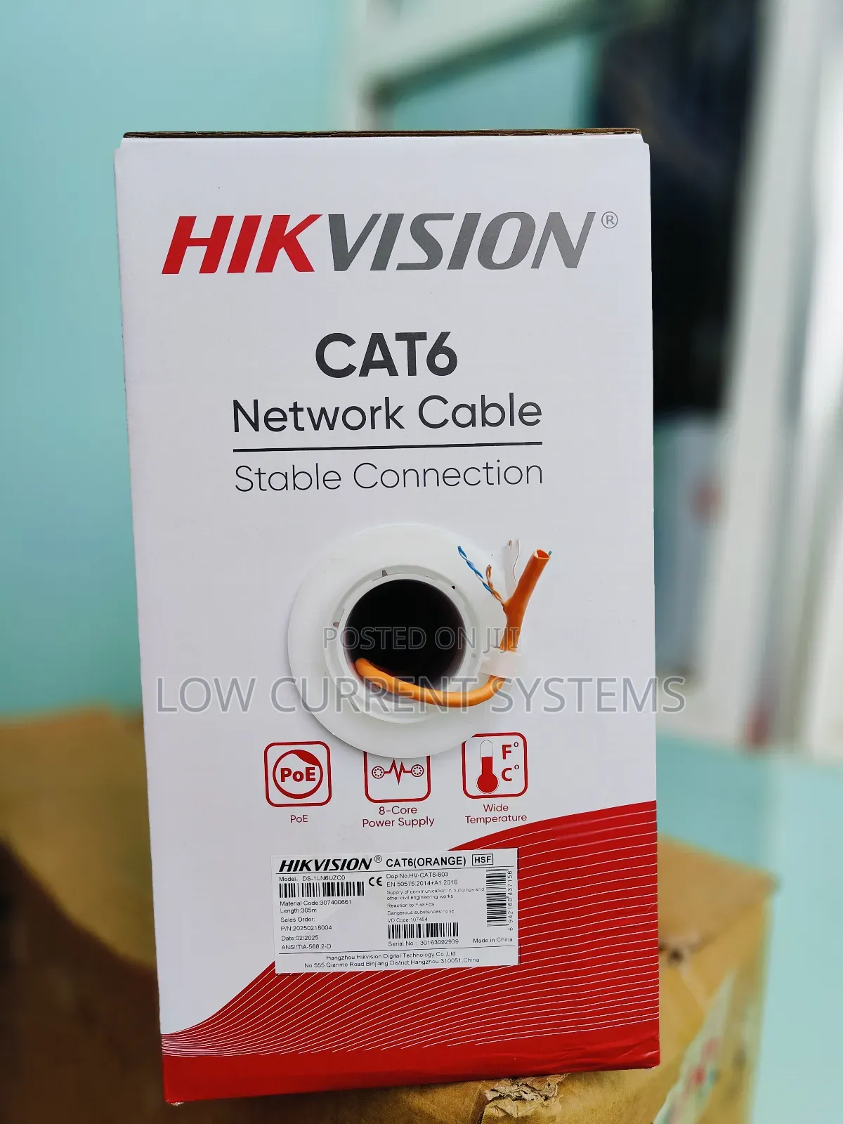 Hikvision Utp Network Cable Cat6 Full Copper Networking Cable Orange
