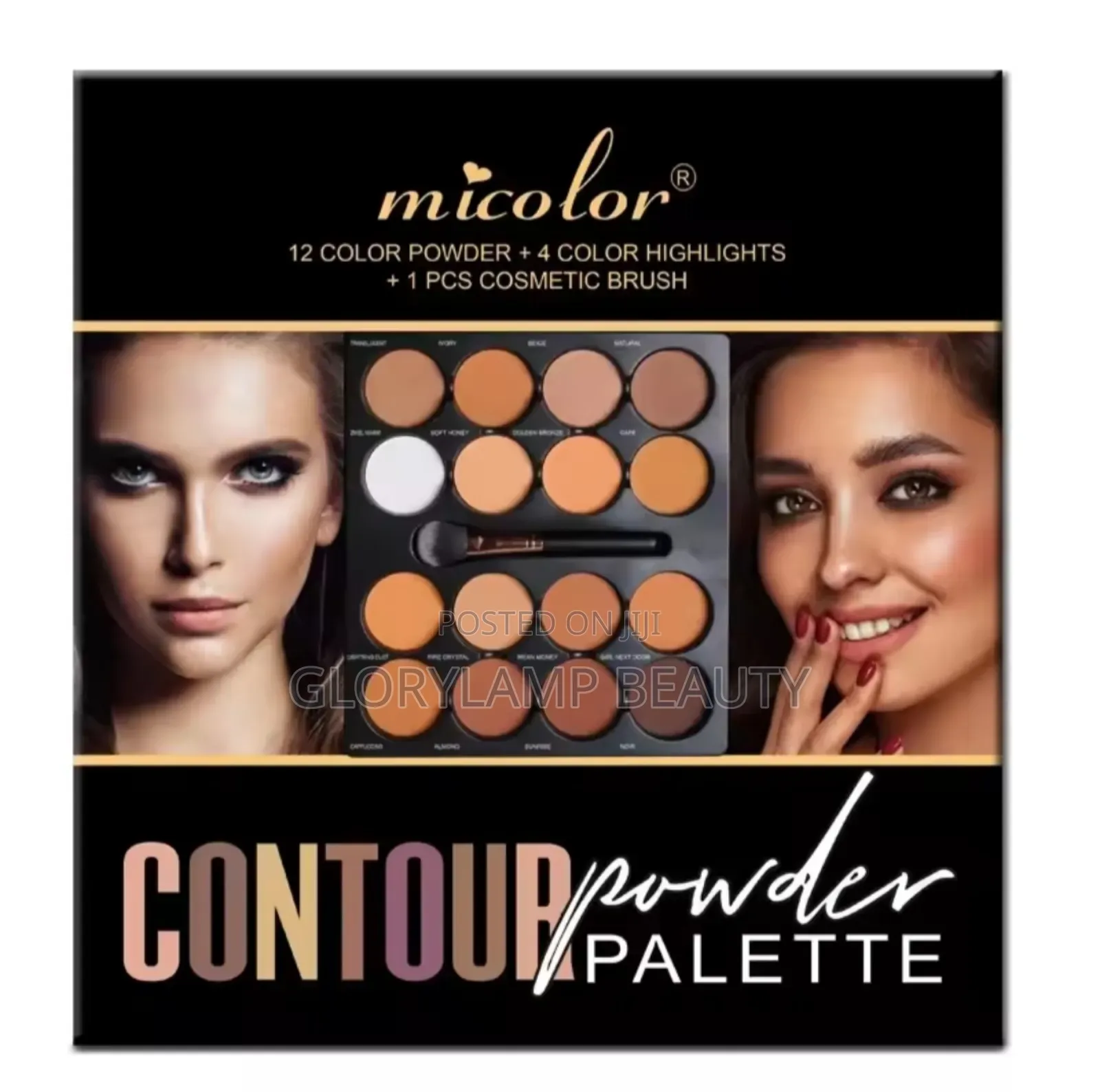 Micolor 16-color Contour Highlight Powder Palette With Cosmetic Brush