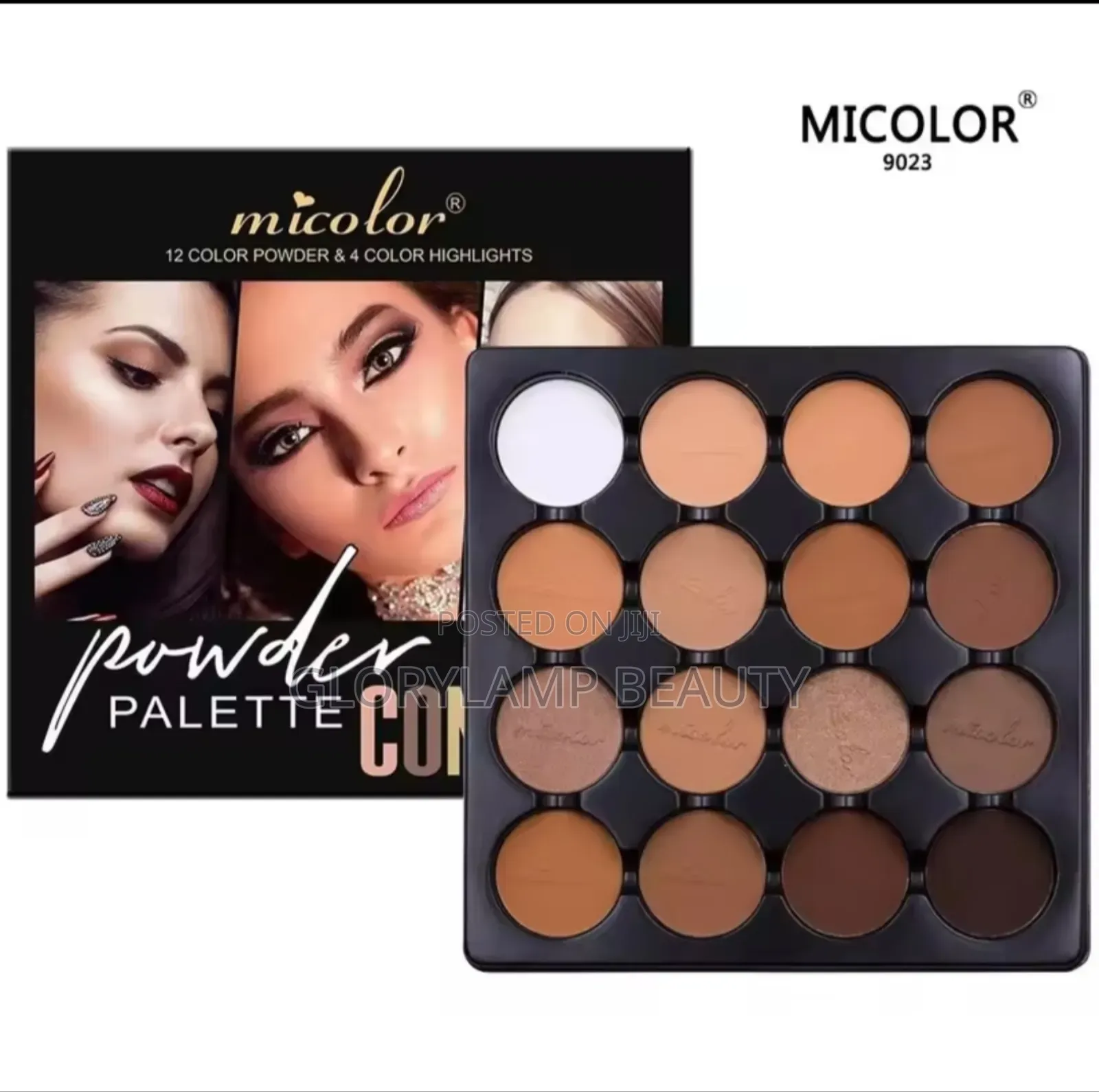 Micolor 16-color Contour Highlight Powder Palette With Cosmetic Brush