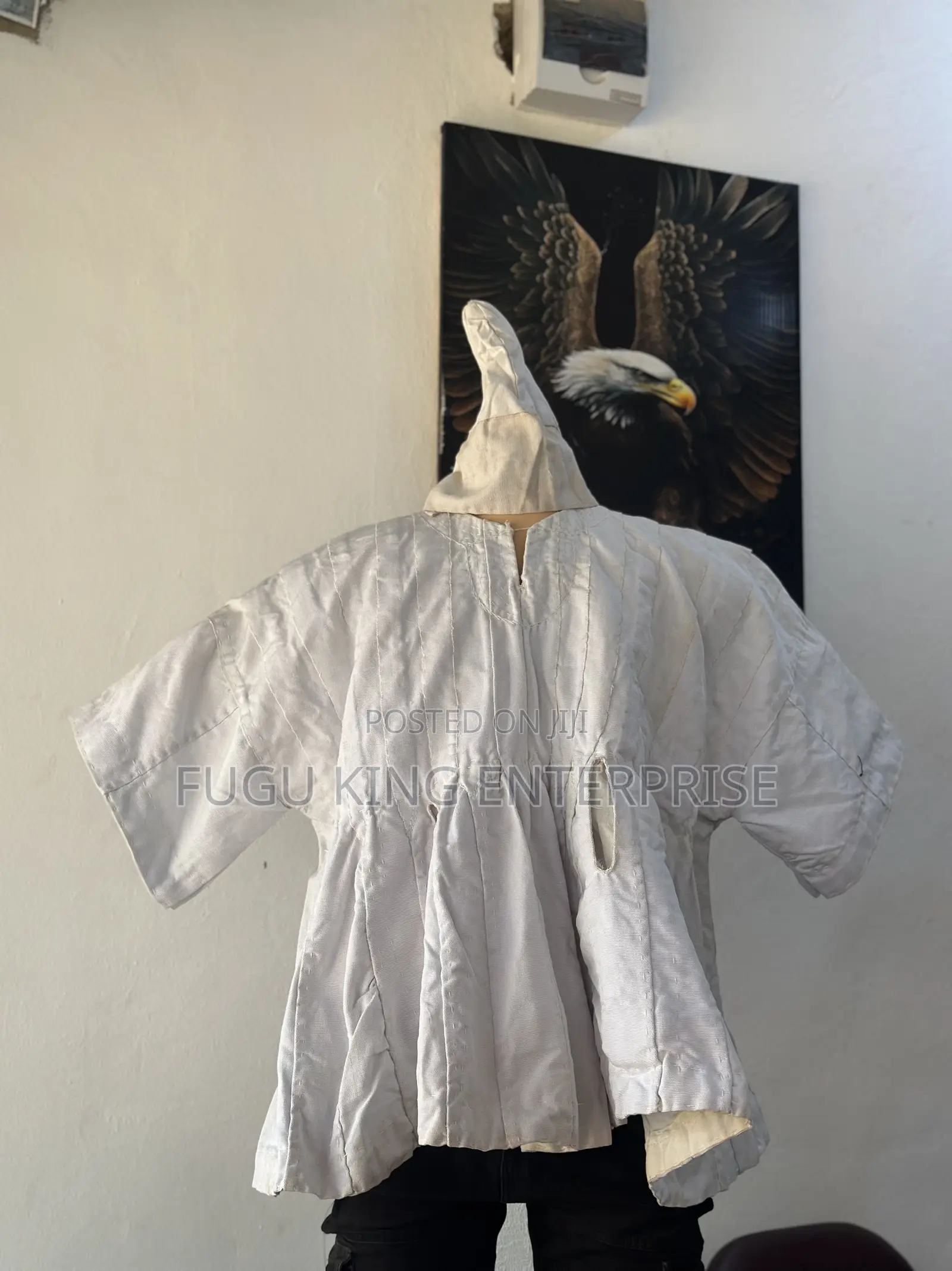 Men Black, White, Red and White Designed Fugu Batakali Smock