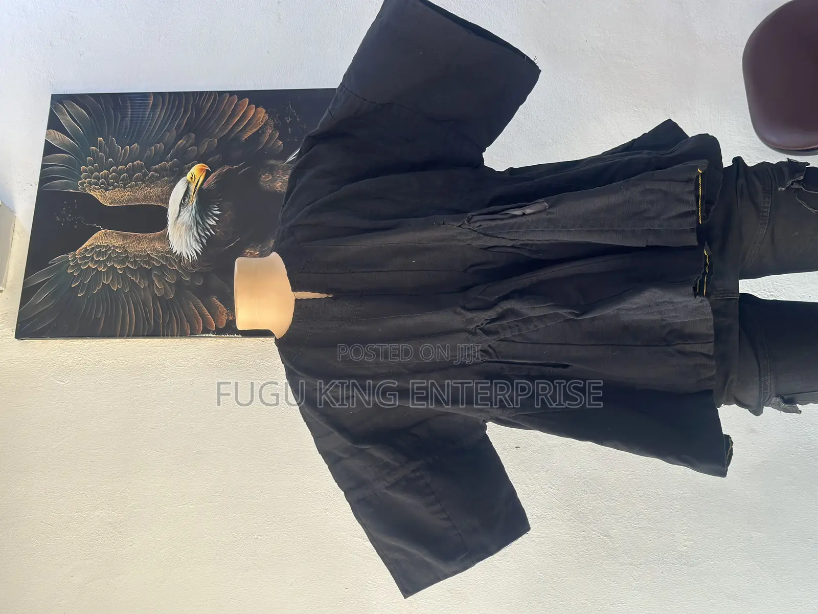 Men Black, White, Red and White Designed Fugu Batakali Smock