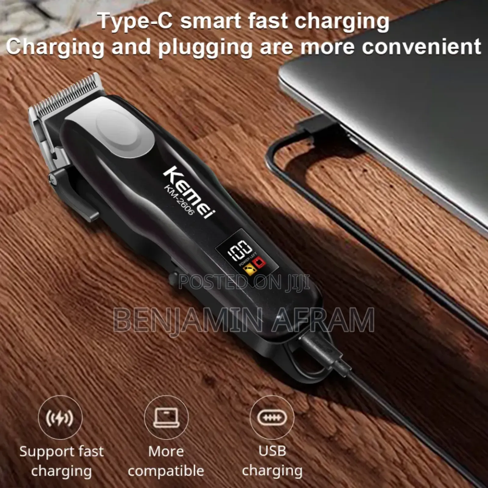 Usb Rechargeable Barbering Trimmer LCD Barbers Clippers Km-2606