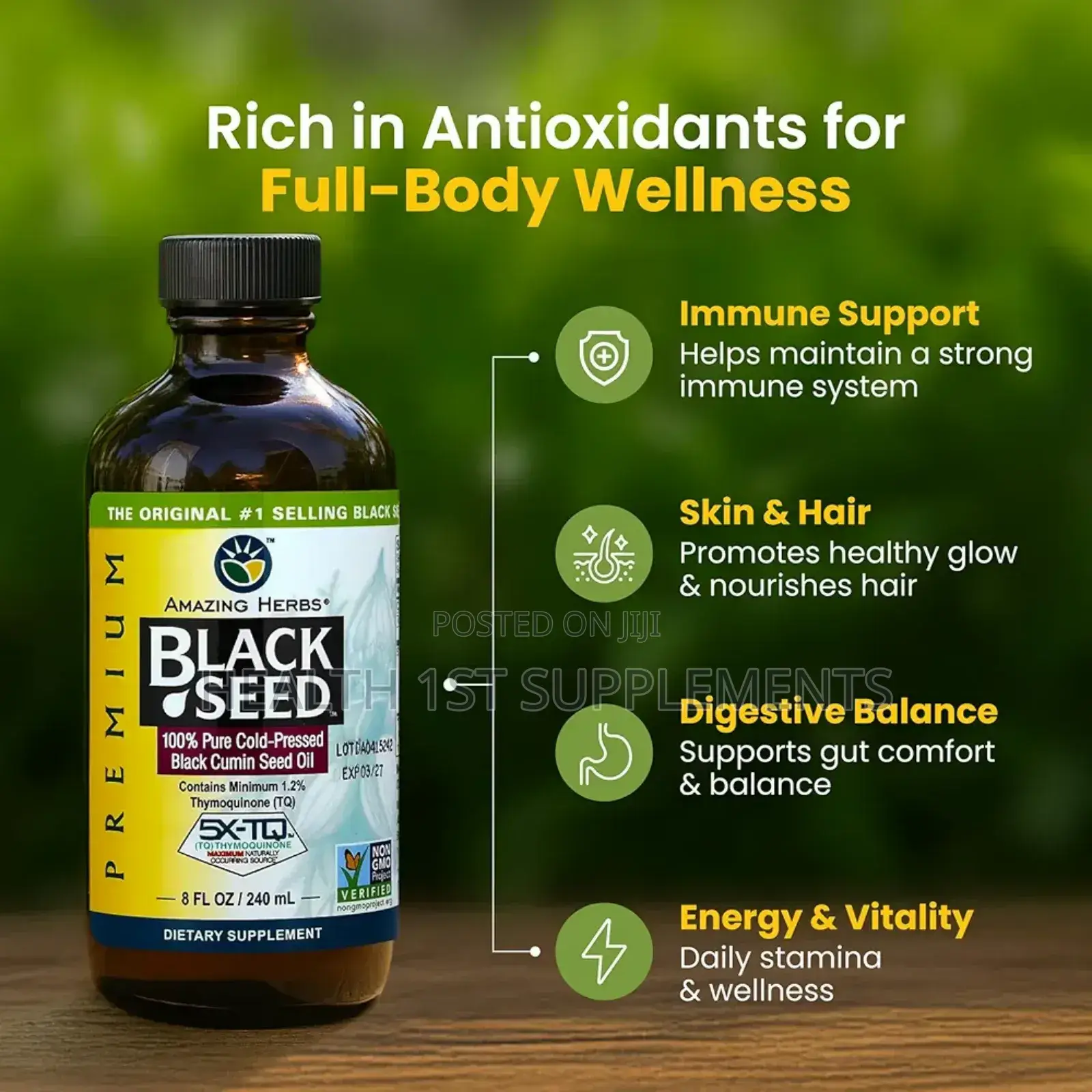 Amazing Herbs, Cold-Pressed Premium Black Seed Oil 240ml