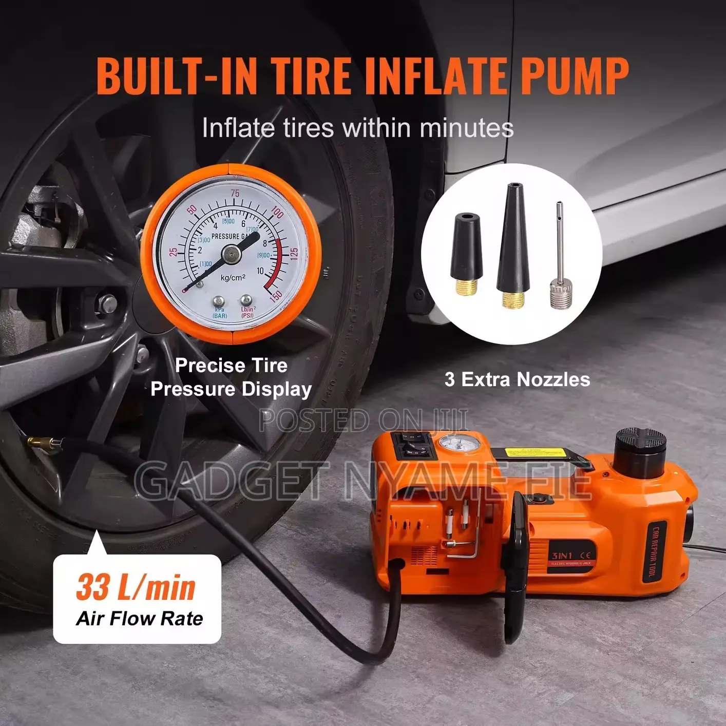 Portable Electronic Car Jack and Pump