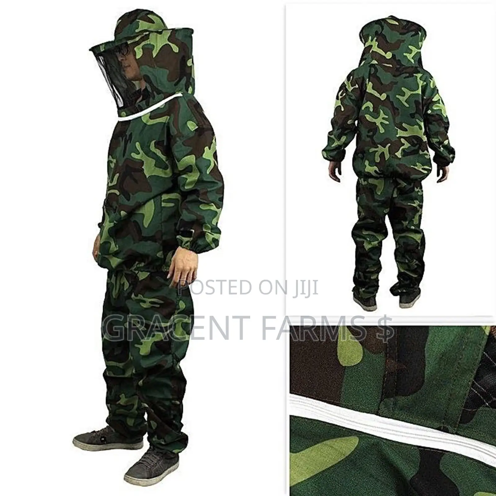 1-zipper Army Green Camouflage Cowboy Beesuit (Top And Trouser Model)