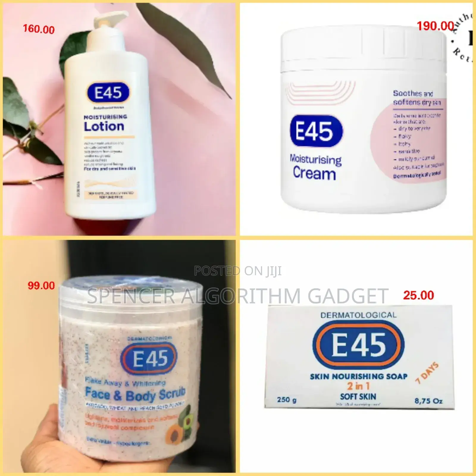 E45 Set (Body Lotion,Cream,Soap,Scrub)