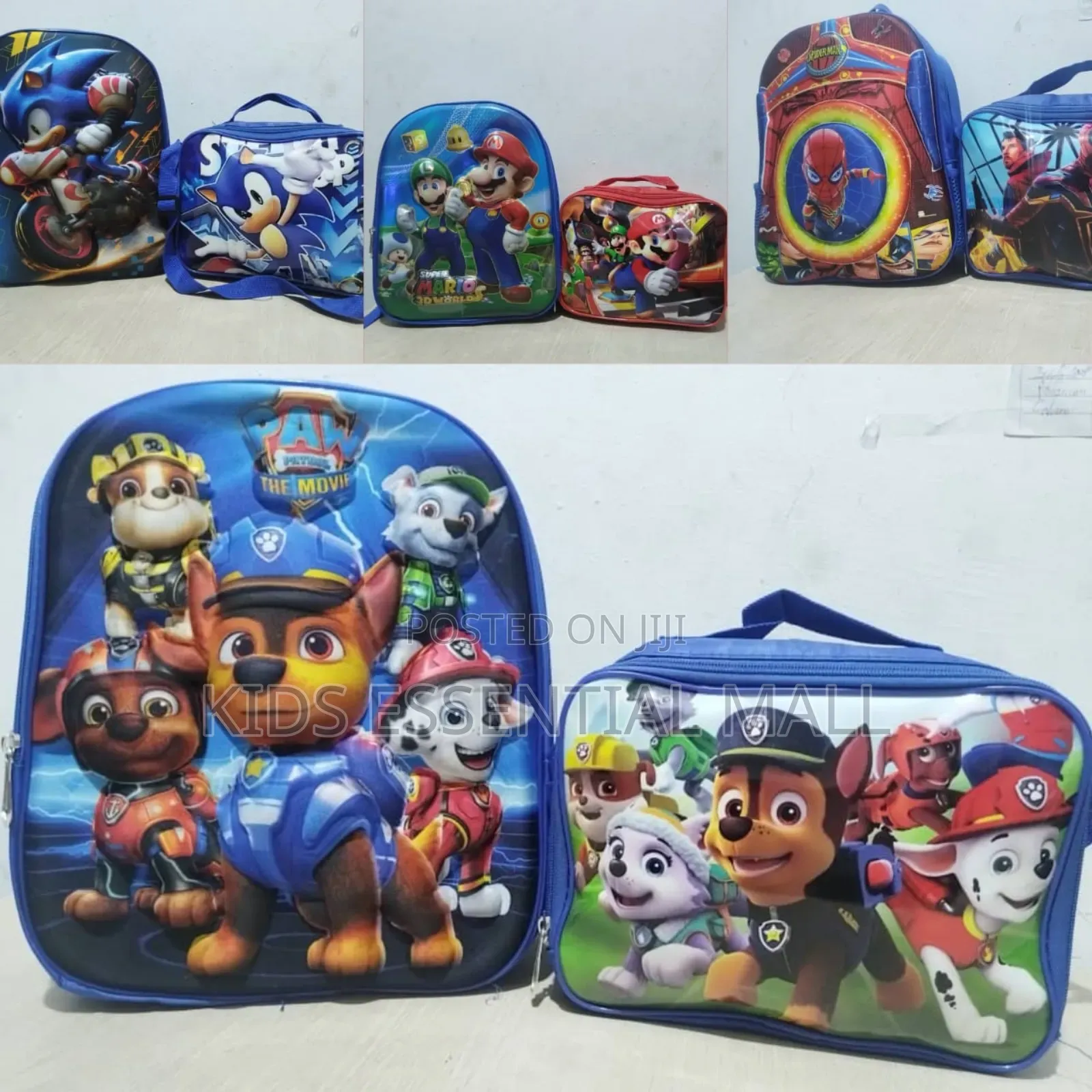 Cartoon Character School Bag and Lunch Bag