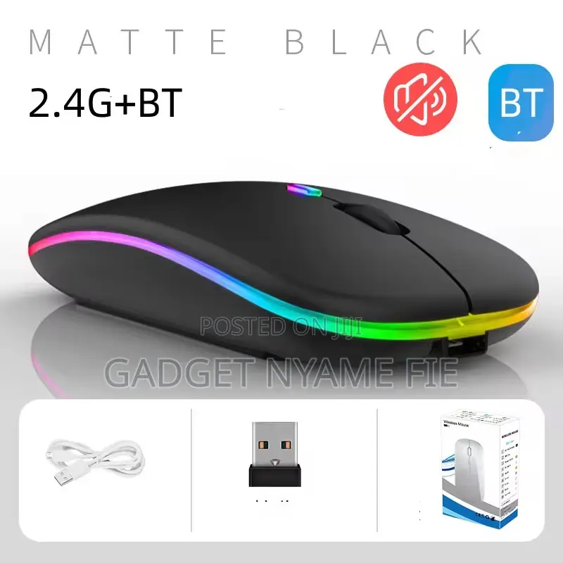 2.4g Rechargeable Ultra-thin Wireless Mouse - Black