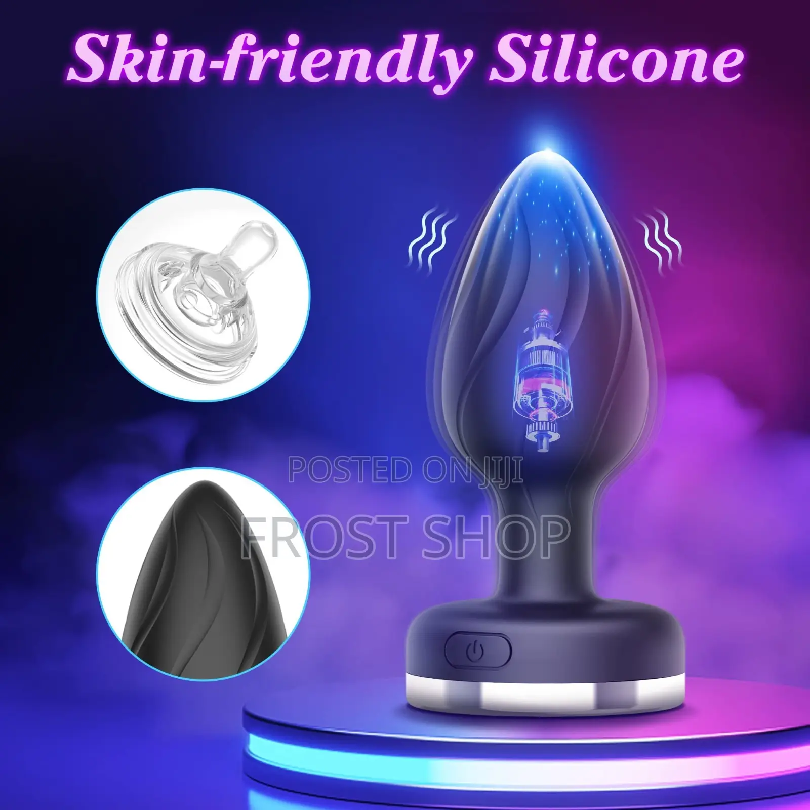 Anal Vibrating Butt Plug With Flashing Light Base