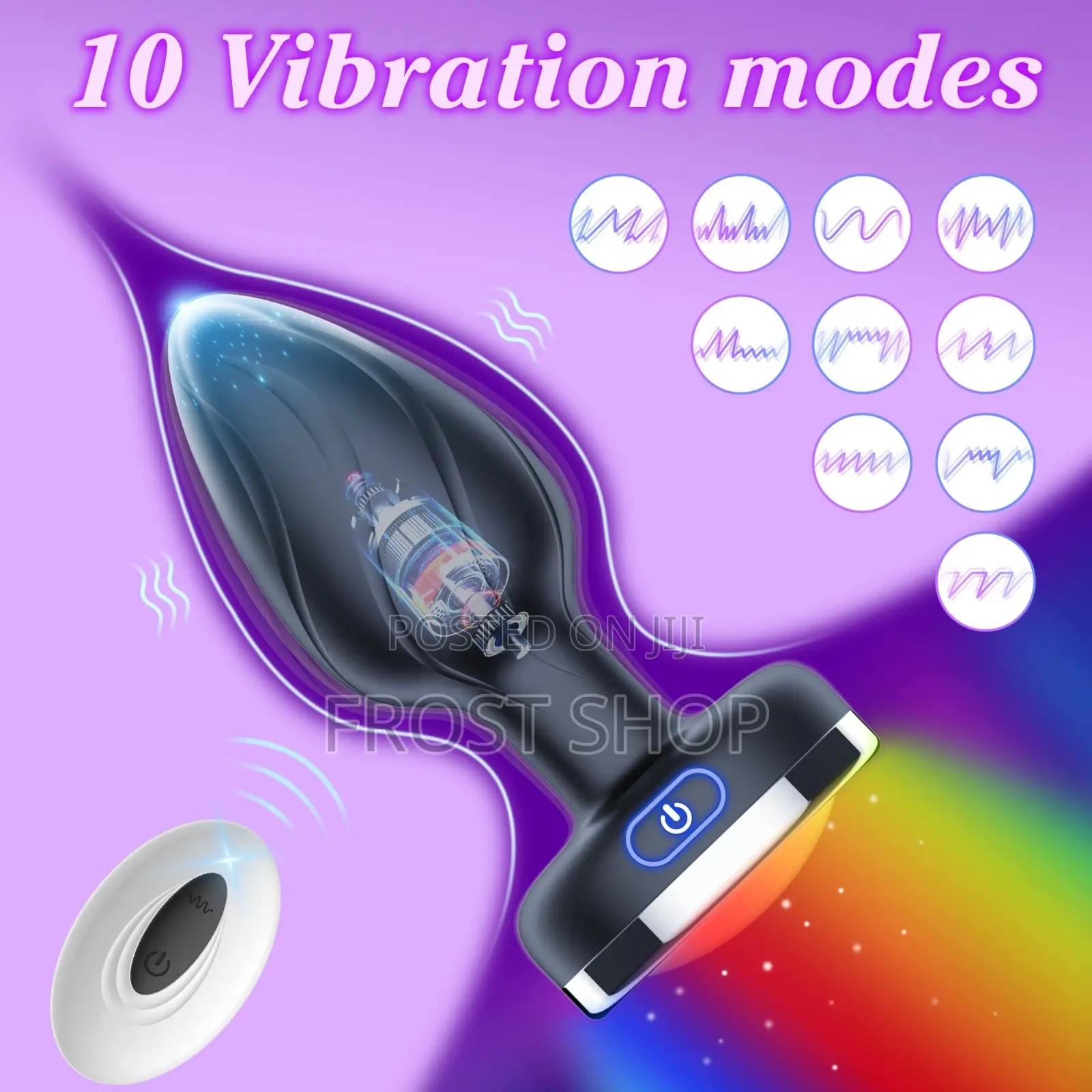 Anal Vibrating Butt Plug With Flashing Light Base