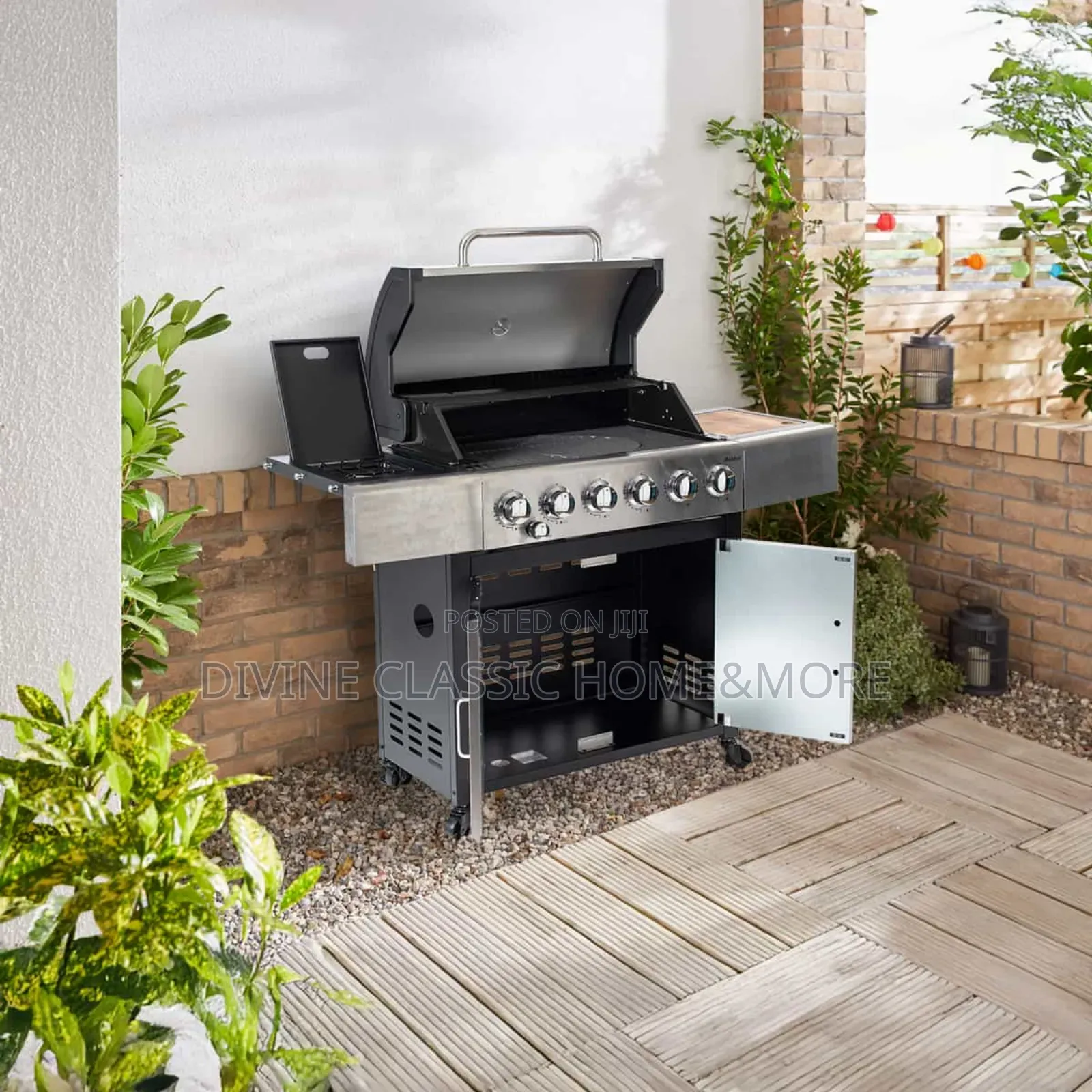 Outback Meteor 6-burner Hybrid Gas Charcoal Bbq With Multi-cook Plate