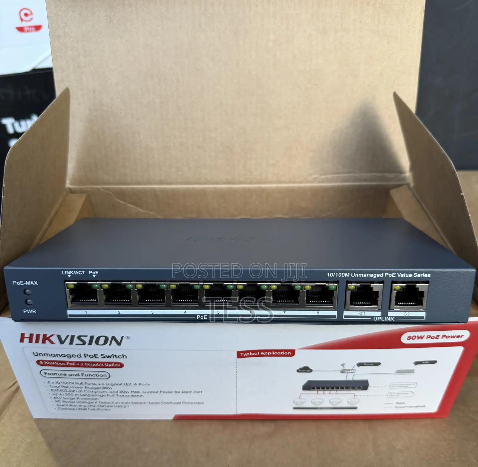 Hikvision 8port Fast Unmanaged Poe Switch 2uplink Ds-3e0310p-e/M(B)