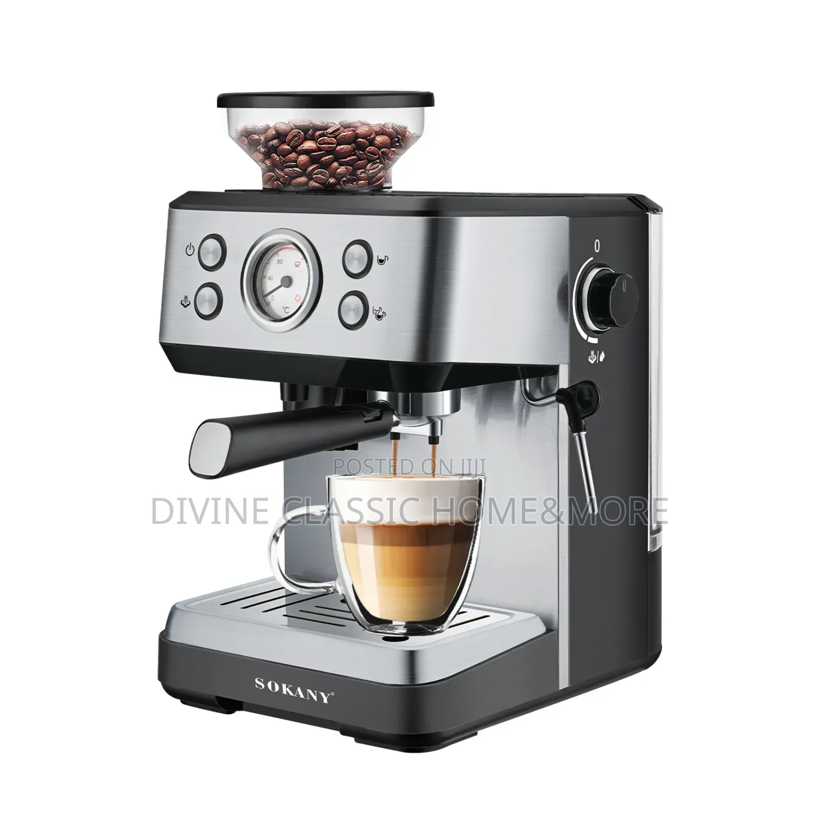 Sokany Espresso Coffee Machine 4 in 1 - 1400 Watt, 20 Bar, 1.6 Liter