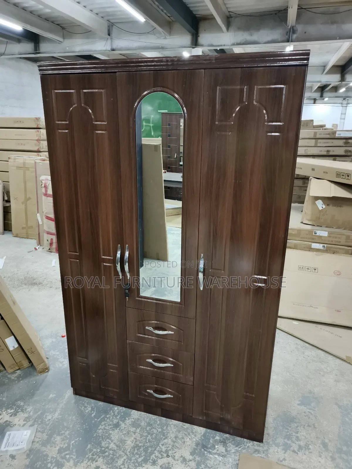 Foreign 3 Doors Wooden Wardrobe