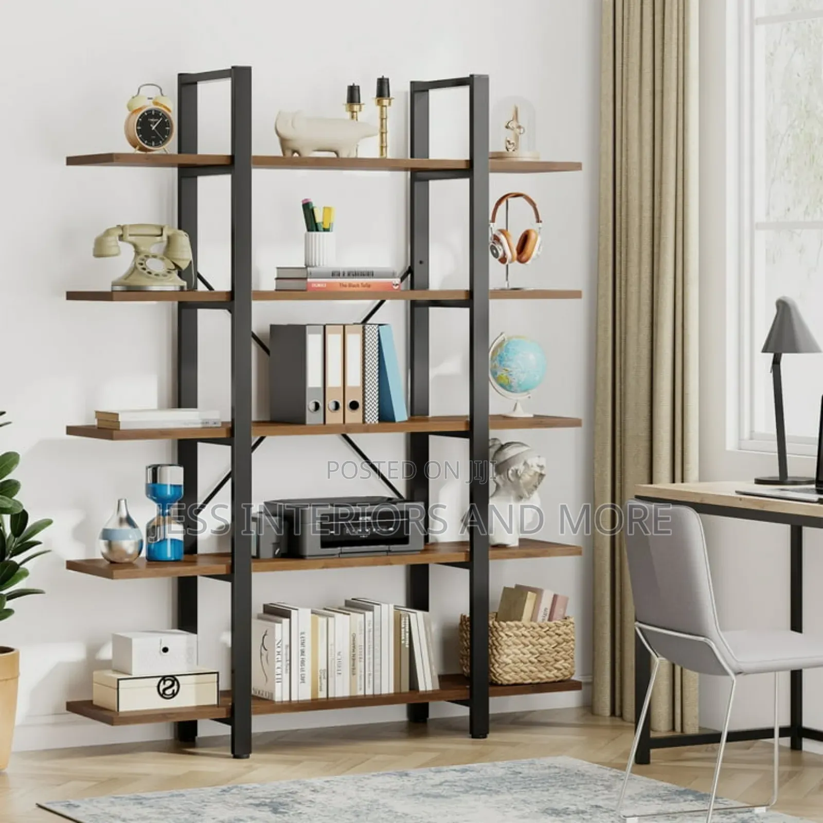 5-Tier Bookshelf, (Industrial)