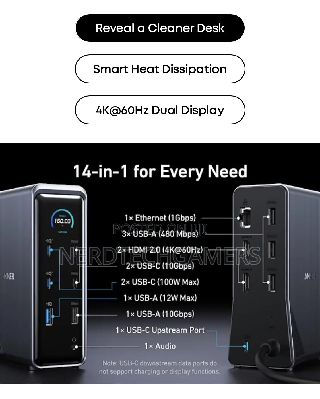 Anker Prime Charging Docking Station (14-in-1, Dual Display, 160w)