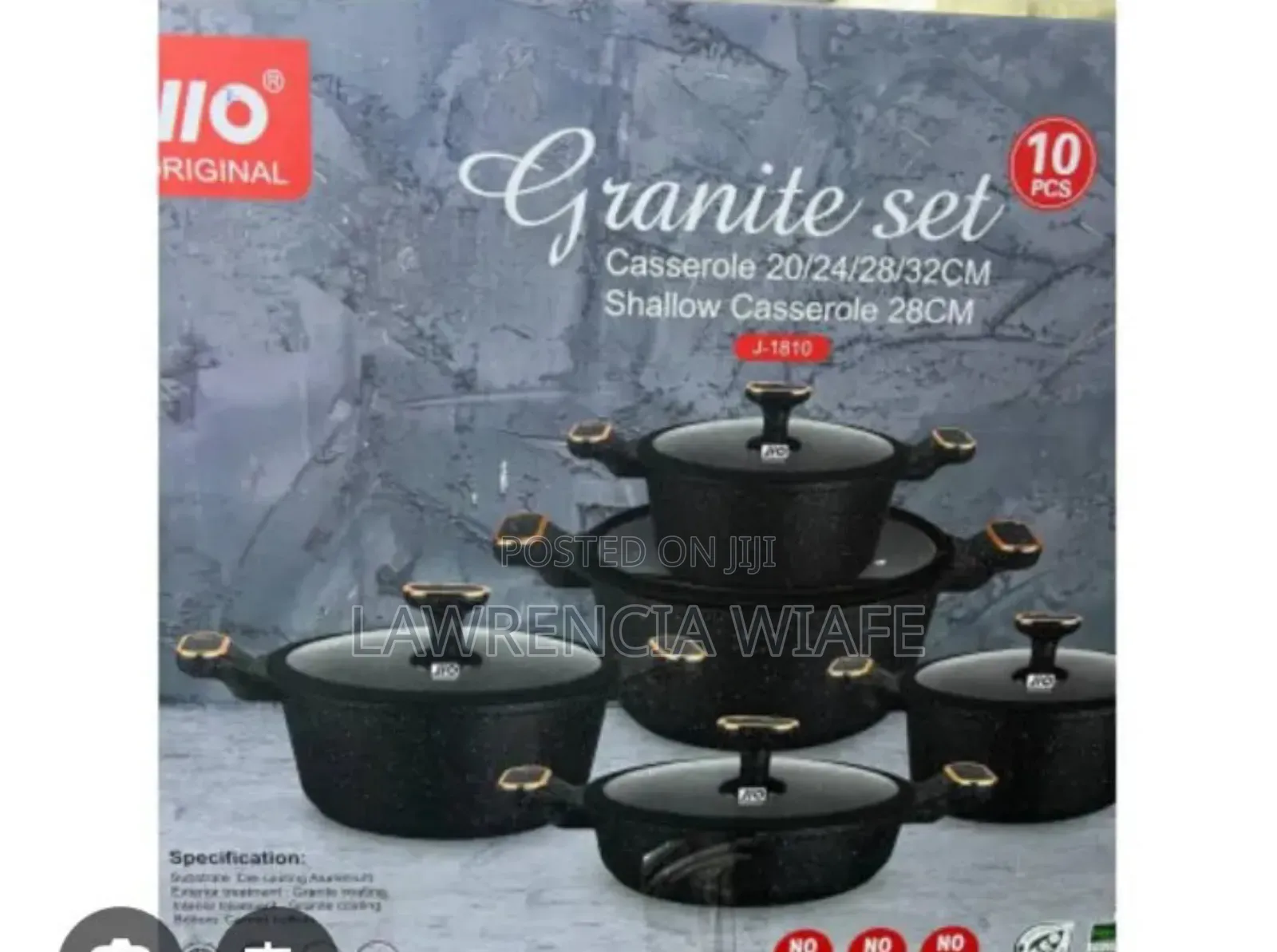 10pcs Jio Nonstick Cookware Set With Marble Coating